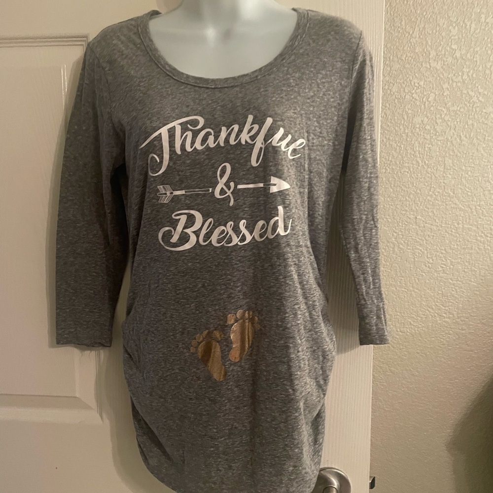 Gray Thankful & Blessed Women's Top